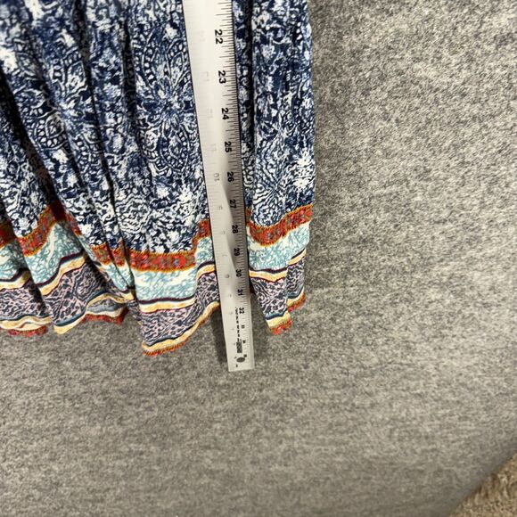 Knox Rose Dress Women XS Blue Floral Shift Midi V-Neck Short Sleeve Rayon Casual - Picture 6 of 7